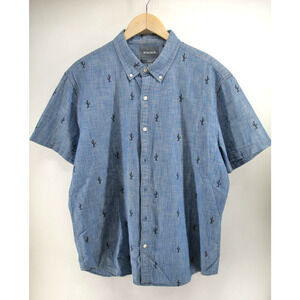 Bonobos Shirt Mens Large Short Sleeve Button Down Chambray Cactus Shirt